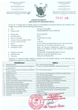 Announcement Issuance of Treasury Bills of the Republic of
