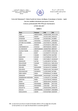 Liste - Facult&eacute;s des Sciences Juridiques, Economiques et Sociales