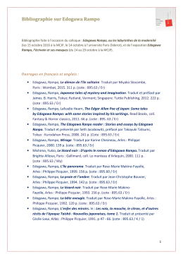Bibliographie sur Edogawa Rampo - Maison de la Culture du Japon