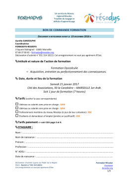 Bon de commande Formation Dyscalculie - Formadys 2017