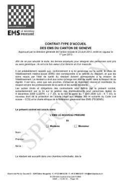 Contrat d`accueil sp&eacute;cimen