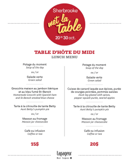 Menu midi - Sherbrooke met la table