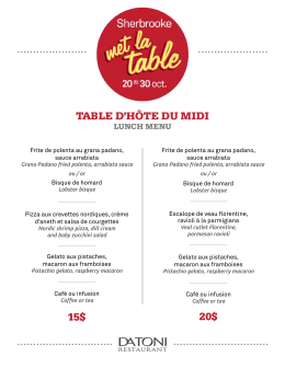 Menu midi - Sherbrooke met la table
