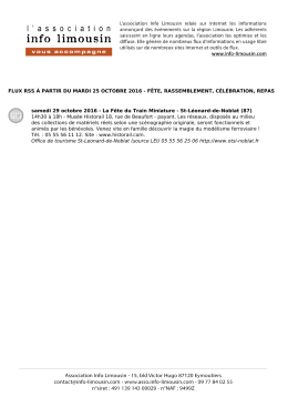 FLUX RSS À PARTIR DU LUNDI 17 OCTOBRE 2016