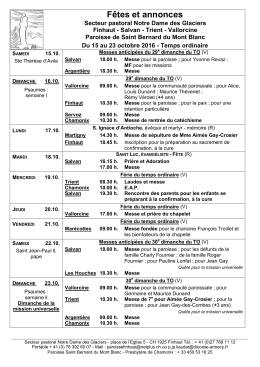F&ecirc;tes et annonces - Dioc&egrave;se d`Annecy