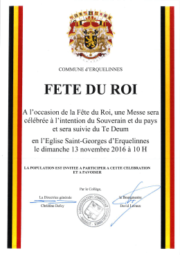 Page 1 COMMUNE d`ERQUELINNES FETE DU ROI A l`occasion de