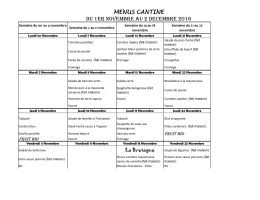 MENUS CANTINE Du 1er NOVEMBRE au 2 DECEMBRE 2016