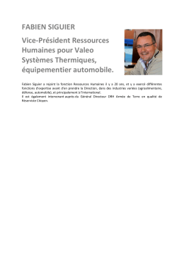 FABIEN SIGUIER Vice-Pr&eacute;sident Ressources Humaines pour Valeo