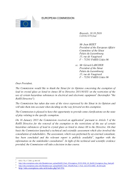 EUROPEAN COMMISSION Brussels, 18.10.2016 Mr Jean BIZET