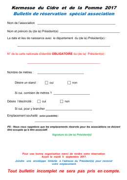 Kermesse du Cidre et de la Pomme 2017 Bulletin de