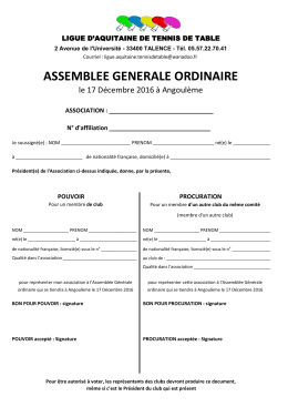 procuration - Comité Départemental des Landes de Tennis de Table