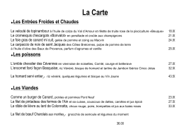 La Carte - Hostellerie Saint Germain