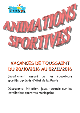T&eacute;l&eacute;charge le programme des activit&eacute;s