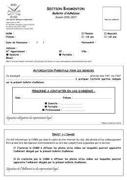 Signature de l`Adhérent ou du représentant légal