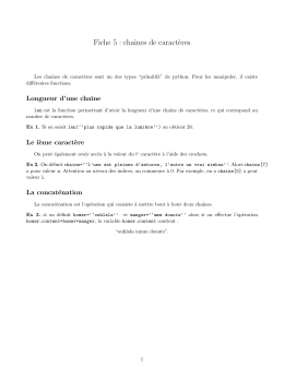 Fiche 5 : cha&circ;ınes de caract`eres