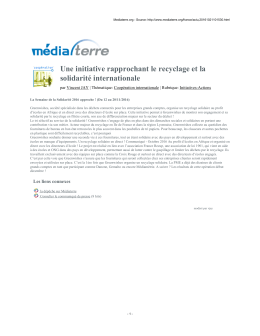Une initiative rapprochant le recyclage et la solidarité