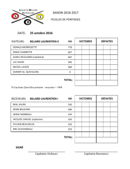 SAISON 2016-2017 DATE: 18 octobre 2016