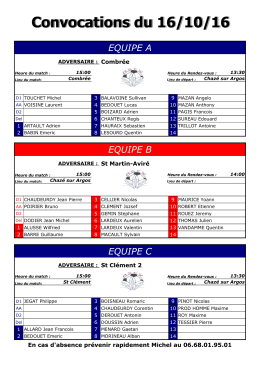 Convocations du 16/10/16 Convocations du 16/10/16