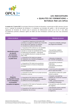 Qualit&eacute; de la formation