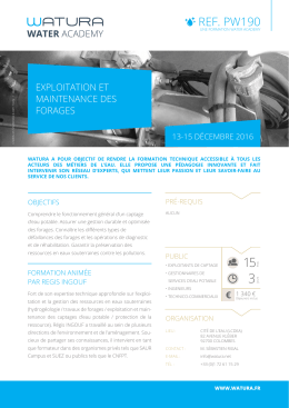 Exploitation et maintenance des forages