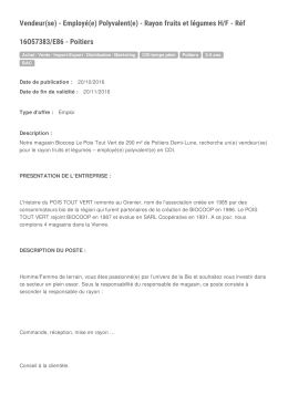 Vendeur(se) - Employé(e) Polyvalent(e) - Rayon fruits et