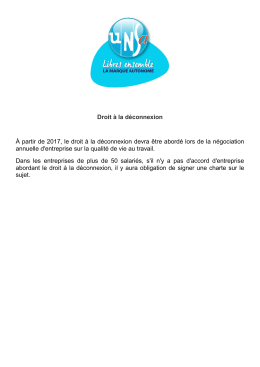 Droit &agrave; la d&eacute;connexion &Agrave; partir de 2017, le droit &agrave; la
