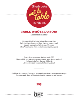 Menu soir - Sherbrooke met la table