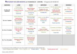 Ann&eacute;e scolaire 2016-2017 RESTAURANT SCOLAIRE MUNICIPAL