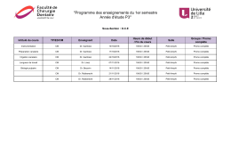 "Programme des enseignements du 1er semestre Ann&eacute;e d`&eacute;tude P3"
