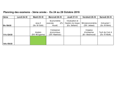 Planning des examens - 3&egrave;me ann&eacute;e - Du 24 au 29 Octobre