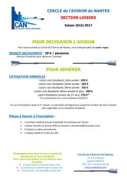 Fiche de Renseignement - Cercle de l`Aviron de Nantes
