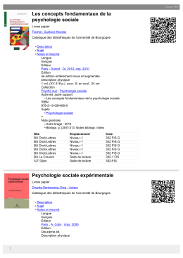 Psychologie sociale - Université de Bourgogne