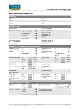 Questionnaire compresseur gaz Questionnaire compresseur gaz