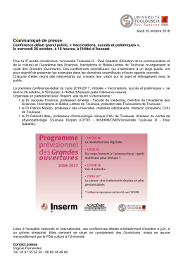 Communiqu&eacute; de presse - Universit&eacute; Toulouse III