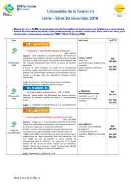 Découvrez le calendrier des Universités de la formation