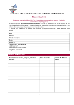 Rapport d`activité CAFFA