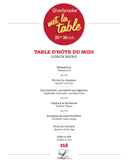 Menu midi - Sherbrooke met la table