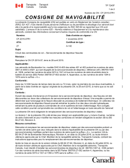 Consigne de navigabilité CF-2015-07 Circuit des