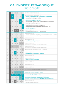 Calendrier pédagogique 2016/2017