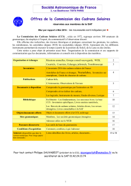 Inventaires - Commission des Cadrans Solaires – Société