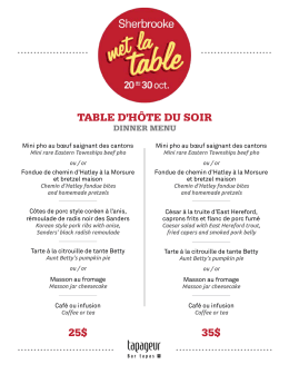 Menu soir - Sherbrooke met la table