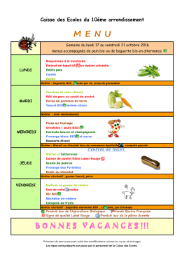 MENU Caisse des Ecoles du 10ème arrondissement