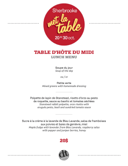 Menu midi - Sherbrooke met la table