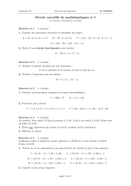 Devoir surveillé de mathématiques no 1