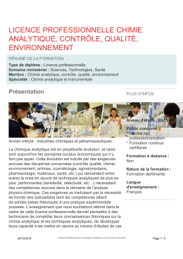 licence professionnelle chimie analytique, contrôle, qualité