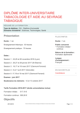 dipl&ocirc;me inter-universitaire tabacologie et aide au sevrage tabagique