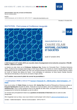 INVITATION - Point presse et Conf&eacute;rence inaugurale