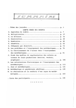 Thème des journées.... COMPTE RENDU DES GROUPES