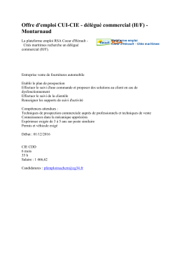 Offre d`emploi CUI-CIE - délégué commercial (H/F