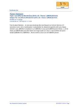 Forum: Concours - The Blender Clan